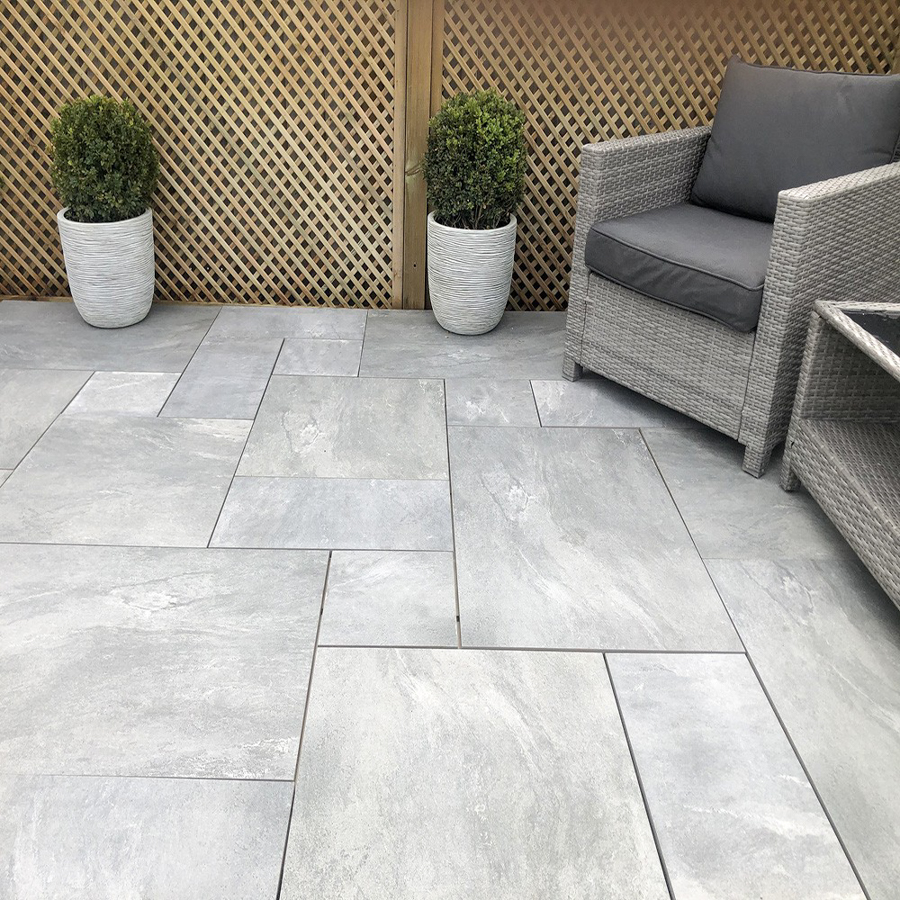 Esprit Earthcore Grey Mixed Size Porcelain Paving Slabs